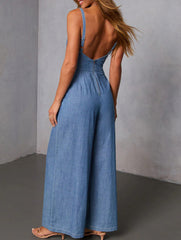Solid Casual Vintage Suspender Pants