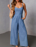 Solid Casual Vintage Suspender Pants