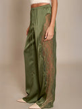 Solid Satin Lace Loose Wide Leg Pants
