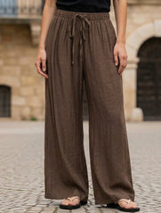 Casual and simple embroidered wide-leg pants for women