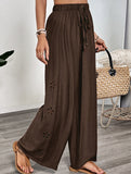 Casual and simple embroidered wide-leg pants for women
