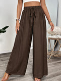 Casual and simple embroidered wide-leg pants for women