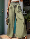 Printed high-waisted elastic wide-leg pants for women