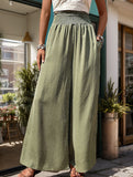 Printed high-waisted elastic wide-leg pants for women