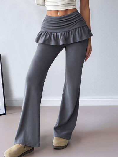 Solid Color Casual Flared Pants_CWBLP01482