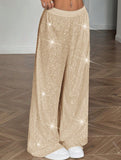 Sequin Straight Leg Wide Work Pants_CWBLP01496
