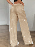 Sequin Straight Leg Wide Work Pants_CWBLP01496