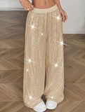 Sequin Straight Leg Wide Work Pants_CWBLP01496