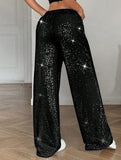 Sequin Straight Leg Wide Work Pants_CWBLP01496