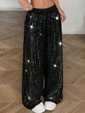 Sequin Straight Leg Wide Work Pants_CWBLP01496