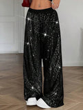 Sequin Straight Leg Wide Work Pants_CWBLP01496