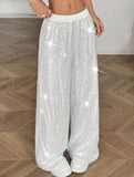 Sequin Straight Leg Wide Work Pants_CWBLP01496