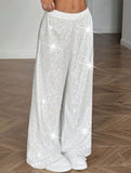 Sequin Straight Leg Wide Work Pants_CWBLP01496