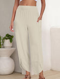 Mid Rise Loose Solid Casual Pants_CWBLP01497