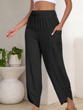 Mid Rise Loose Solid Casual Pants_CWBLP01497