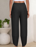 Mid Rise Loose Solid Casual Pants_CWBLP01497