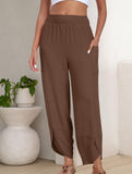 Mid Rise Loose Solid Casual Pants_CWBLP01497