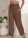 Mid Rise Loose Solid Casual Pants_CWBLP01497