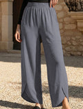 Mid Rise Loose Solid Casual Pants_CWBLP01497