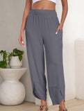 Mid Rise Loose Solid Casual Pants_CWBLP01497