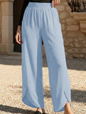 Mid Rise Loose Solid Casual Pants_CWBLP01497