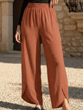 Mid Rise Loose Solid Casual Pants_CWBLP01497