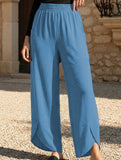 Mid Rise Loose Solid Casual Pants_CWBLP01497