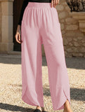 Mid Rise Loose Solid Casual Pants_CWBLP01497