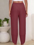 Mid Rise Loose Solid Casual Pants_CWBLP01497