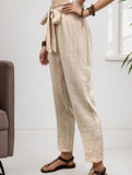 Tie Waist Straight Leg Casual Pants_CWBLP01509
