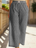 Women's plaid casual loose-fitting wide-leg pants_CWBLP01534