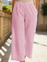 Women's plaid casual loose-fitting wide-leg pants_CWBLP01534
