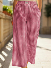 Women's plaid casual loose-fitting wide-leg pants_CWBLP01534