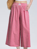Women's plaid casual loose-fitting wide-leg pants_CWBLP01534