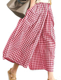 Women's plaid casual loose-fitting wide-leg pants_CWBLP01534