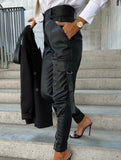 Slim-fit PU leather tapered waist leggings for women_CWBLP01535