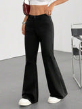 High Waist Slight Flare Pocket Pants_CWBLP01545