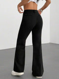 High Waist Slight Flare Pocket Pants_CWBLP01545