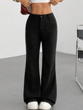 High Waist Slight Flare Pocket Pants_CWBLP01545