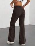 High Waist Slight Flare Pocket Pants_CWBLP01545