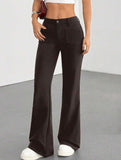 High Waist Slight Flare Pocket Pants_CWBLP01545