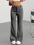 High Waist Slight Flare Pocket Pants_CWBLP01545