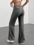 High Waist Slight Flare Pocket Pants_CWBLP01545
