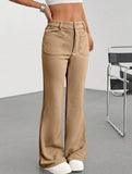 High Waist Slight Flare Pocket Pants_CWBLP01545