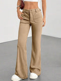 High Waist Slight Flare Pocket Pants_CWBLP01545