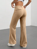 High Waist Slight Flare Pocket Pants_CWBLP01545