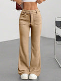 High Waist Slight Flare Pocket Pants_CWBLP01545