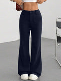 High Waist Slight Flare Pocket Pants_CWBLP01545