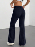 High Waist Slight Flare Pocket Pants_CWBLP01545