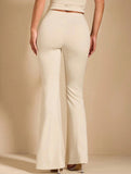 Solid Slim Fit Flare Pants Summer Style_CWBLP01546